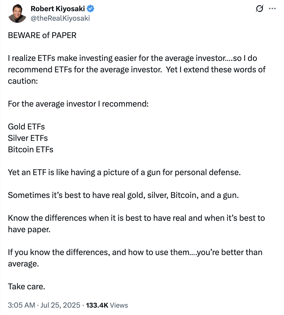 数字黄金的“纸”与“实”;清崎警告ETF风险,专家力证其安全性