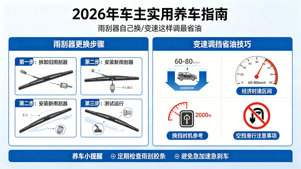 雨刮器自己换、变速这样调最省油：2026年车主实用养车指南