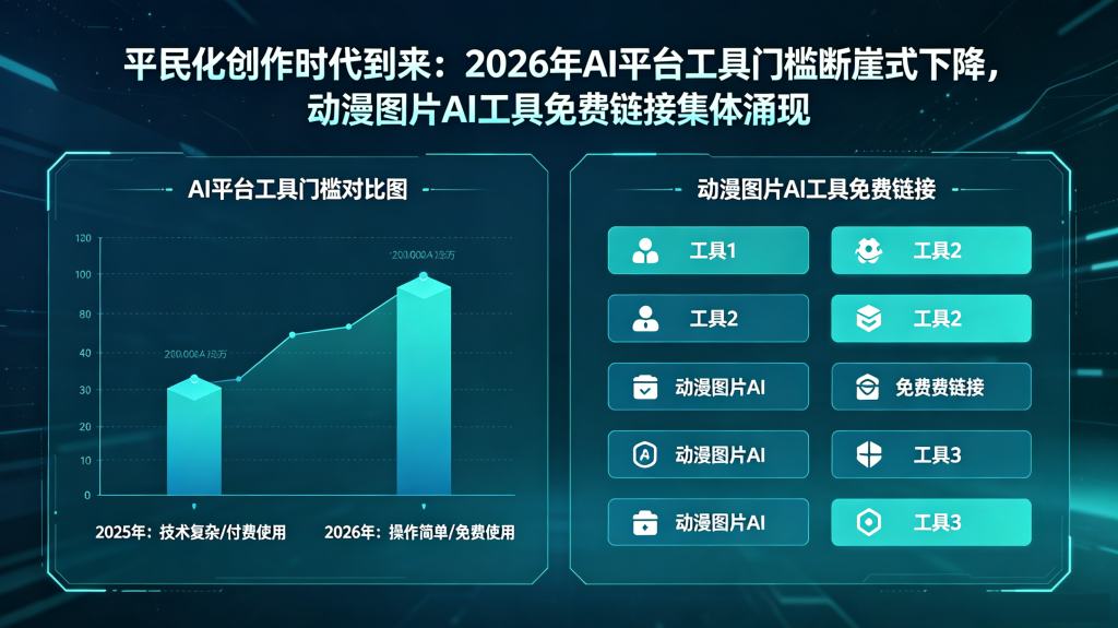 平民化创作时代到来：2026年AI平台工具门槛断崖式下降，动漫图片AI工具免费链接集体涌现