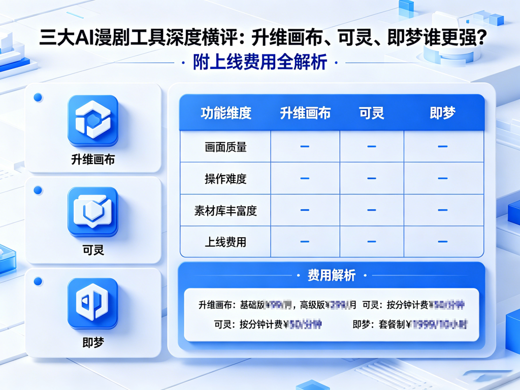 三大AI漫剧工具深度横评：升维画布、可灵、即梦谁更强？附上线费用全解析