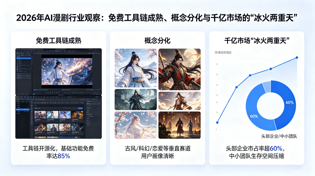 2026年AI漫剧行业观察：免费工具链成熟、概念分化与千亿市场的“冰火两重天”