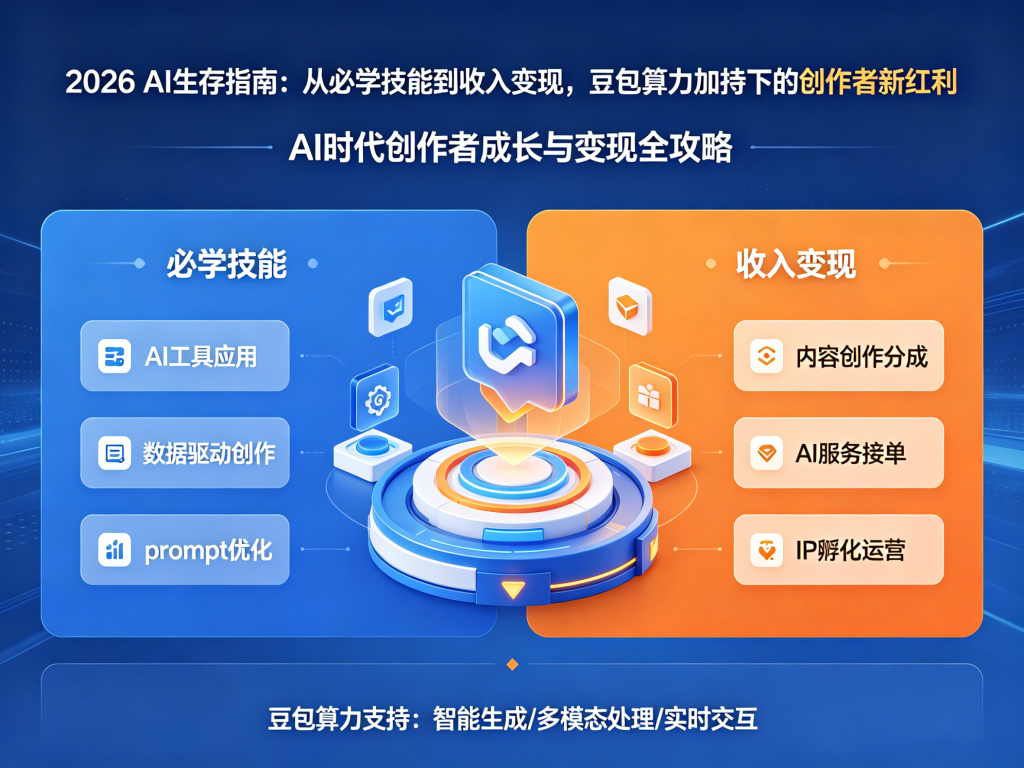 2026 AI生存指南：从必学技能到收入变现，豆包算力加持下的创作者新红利