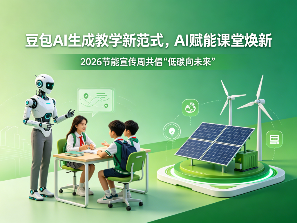 豆包AI生成教学新范式，AI赋能课堂焕新，2026节能宣传周共倡“低碳向未来”